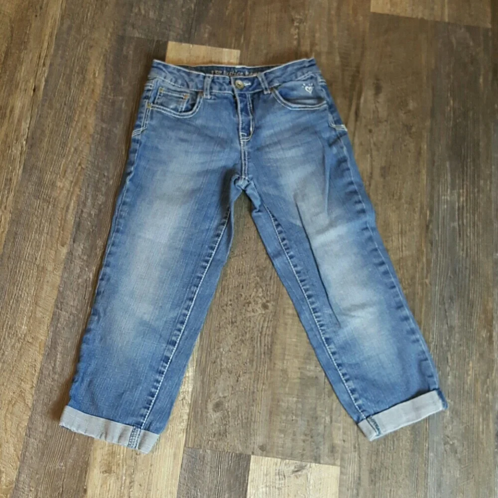 Bundle Lot 2 Justice girl jeans and capri blue size 14R